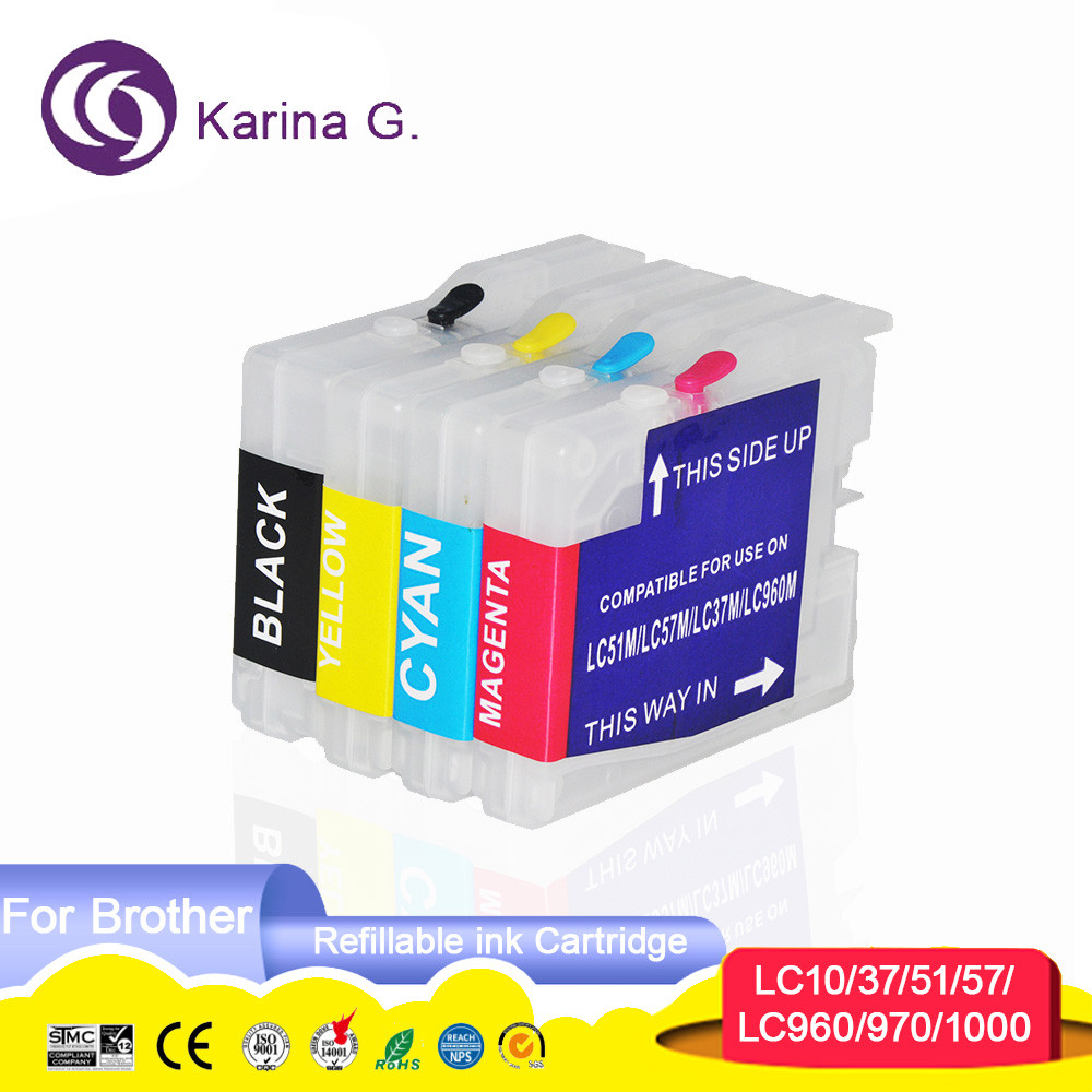 For Brother LC10 LC37 LC51 LC57 LC960 LC970 LC1000 Refillable ink cartridge for DCP-130C 135C 150C