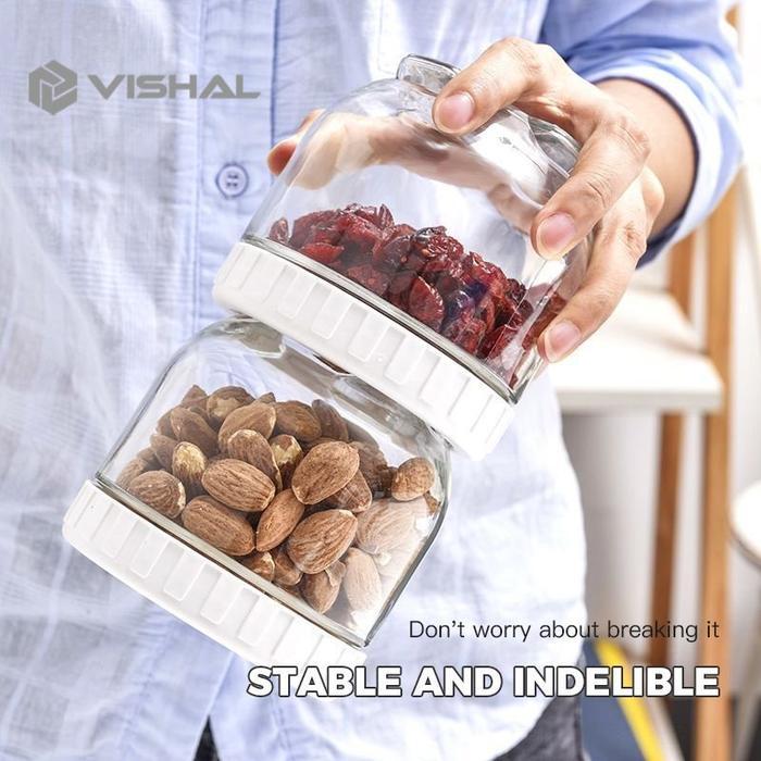VISHAL 4 IN 1 TOPLES KACA SET CANISTER - TOPLES SATUAN / SEAL SNACK JAR / TOPLES