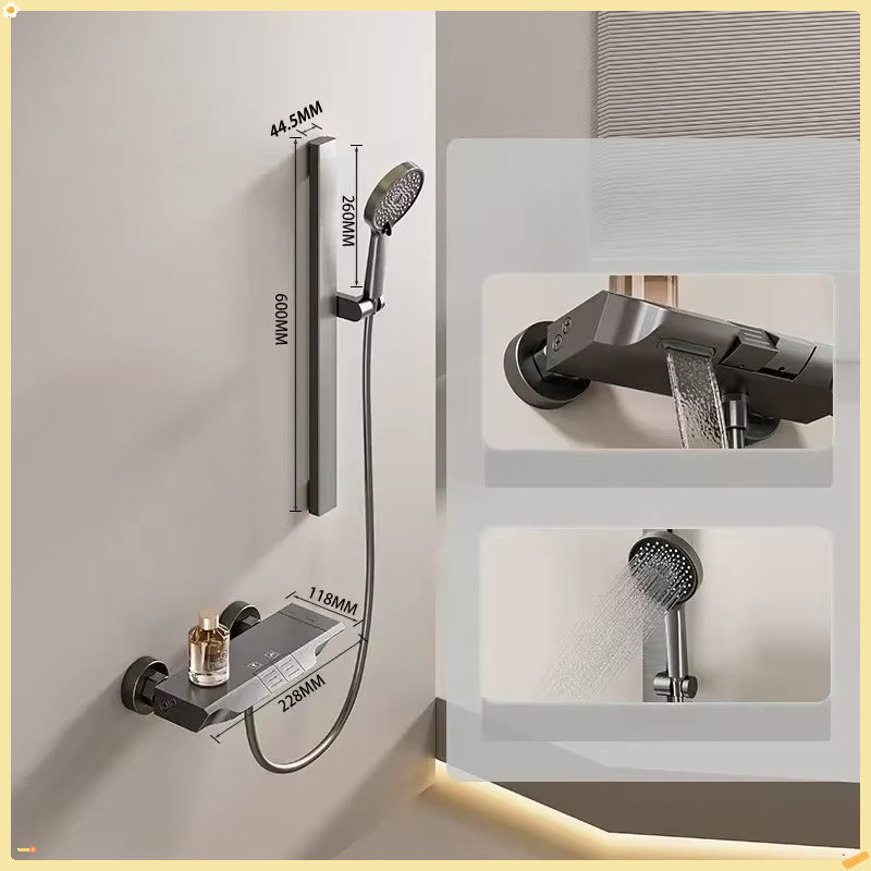 Space Aluminum Simple Bathroom Shower System Wall Mounted Bathroom Shower Faucet Set Rainlfall