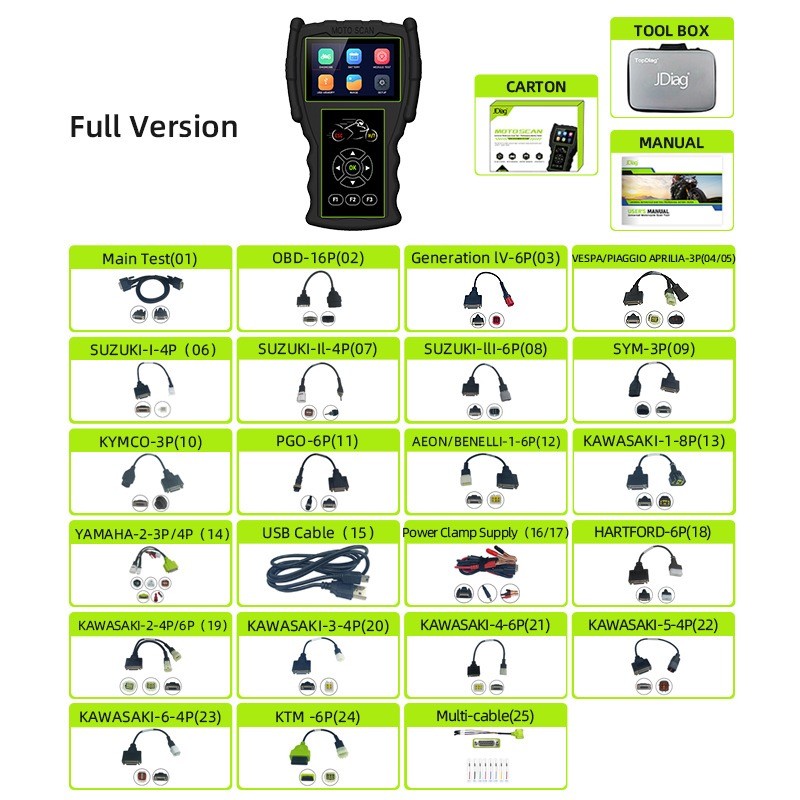 JDiag M100 Motorcycle Handheld ScannerMultilingual Diagnostic Tool Universal 2 in 1 Scanner Motor Sc