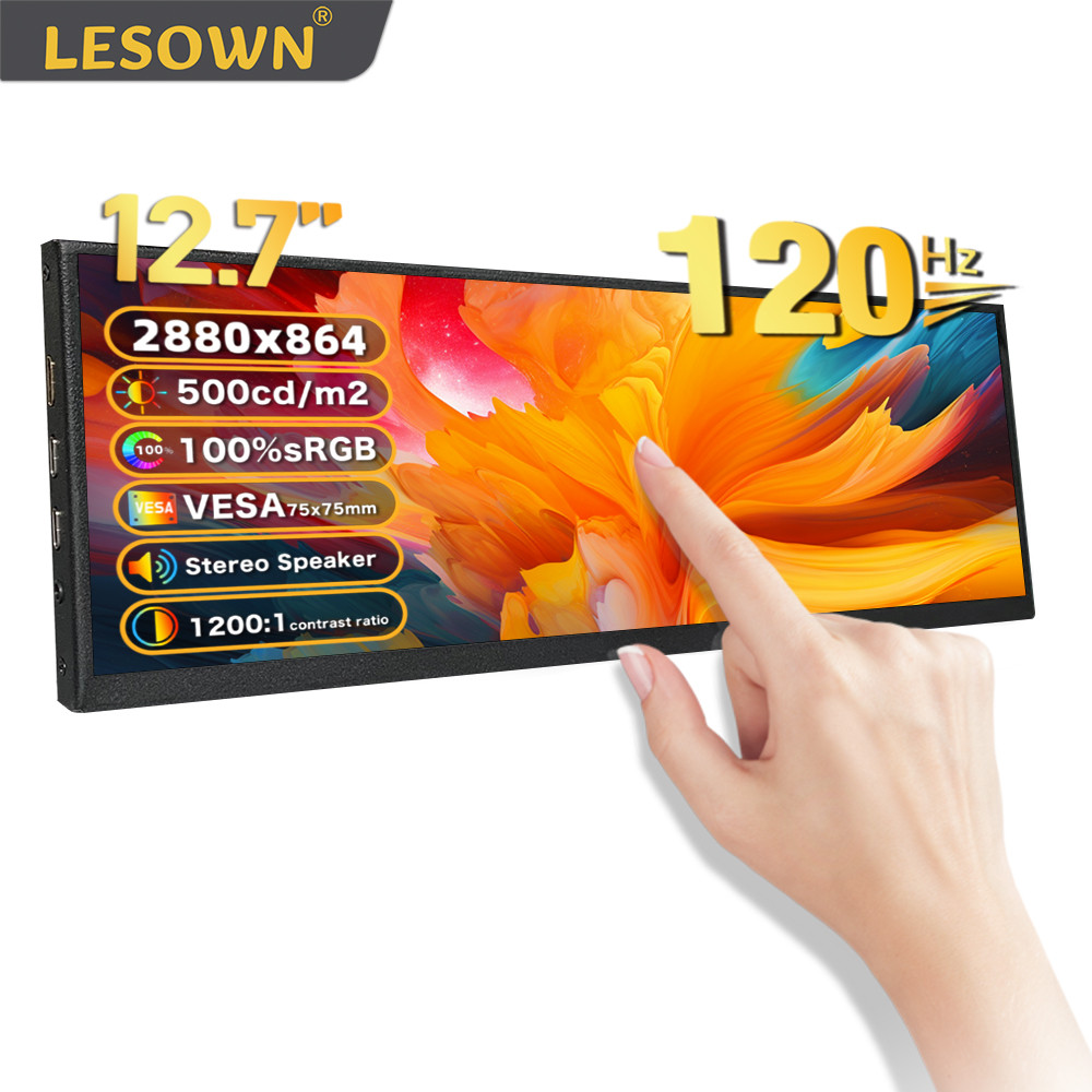 Lesown Ultrawide Stretched Bar 12.7 Inch 2.5K Touch Monitor 120Hz 100%Srgb High Brightness Pc Laptop