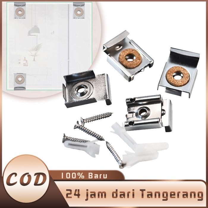 Jepitan Kaca Cermin Dinding Bracket Klem Kaca Cermin Dinding Plat Jepit Kaca