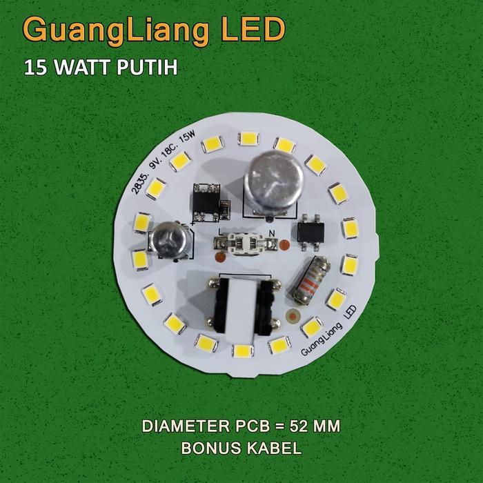 "New" GuangLiang PCB LED 15W Putih Terang AC 220-240V 15 WATT
