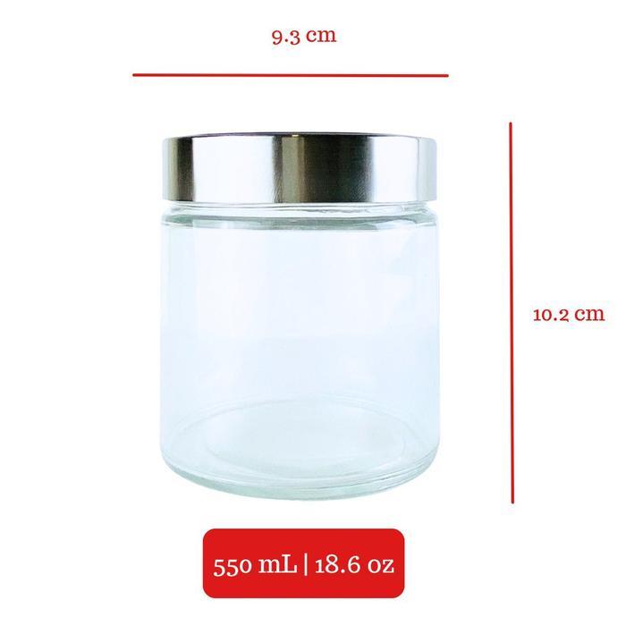"New" Hermetico Jar Tutup Stainless Putar 550 mL Toples Kaca Jar Kaca