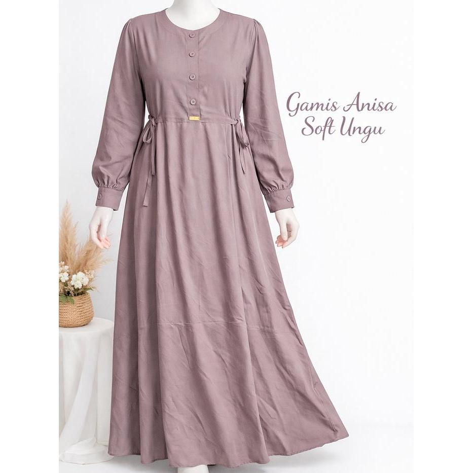 PREMIUM Gamis Lebaran Anisa Bahan Katun Rayon Twill Premium Full Adem Panjang Nyaman Muslimah