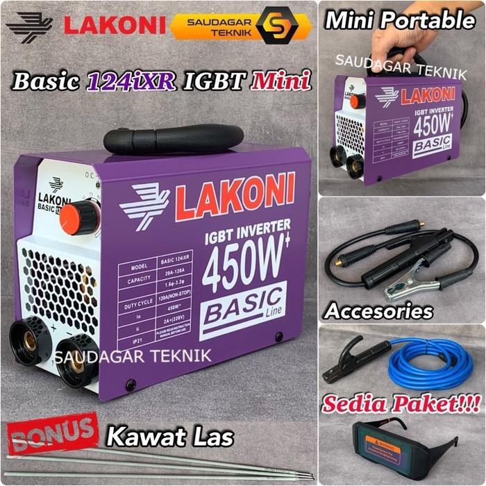 Mesin Las Mini Lakoni Basic 124ixr 450 watt Hemat Listrik Inverter Trafo Las Lakoni 124 IXR 120A