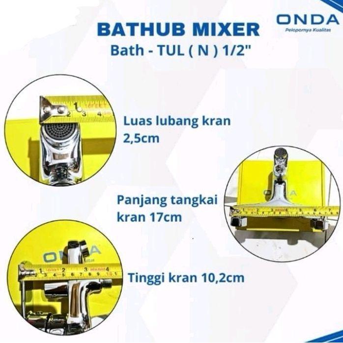 Kran Mixer Onda Bathtub /Keran Onda Bath-Tul 1/2 panas Dingin Kran cabang 2