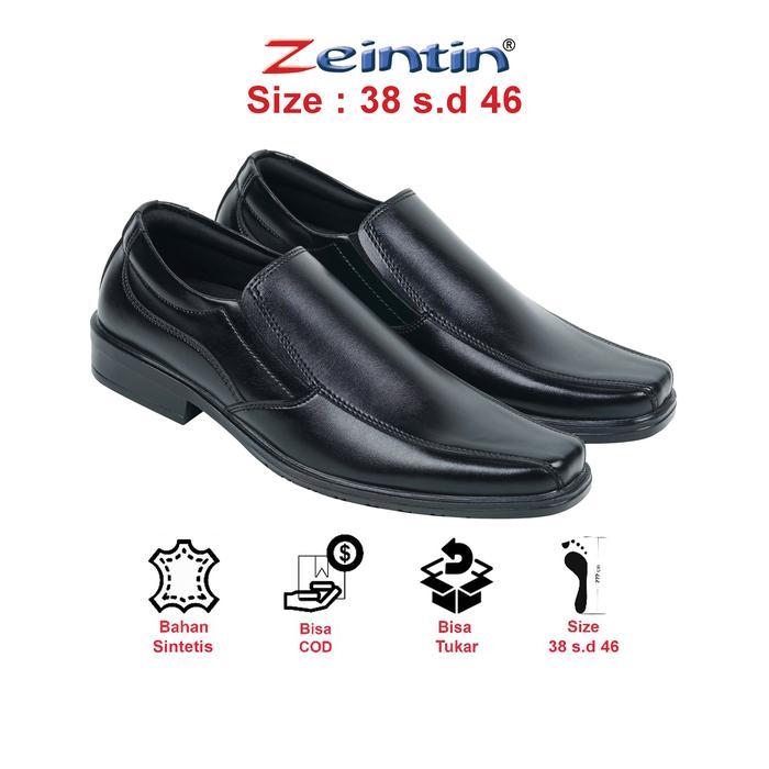 Aerostreet - Sepatu Pantofel Pria Bahan Kulit Sintetis Bj Shoes Kerja Fantofel Hitam