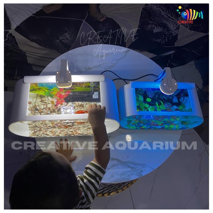 1 Set lengkap aquarium kaca akrilik ukuran Besar 35x15x15 lengkap dengan mesin oxygn dan filter