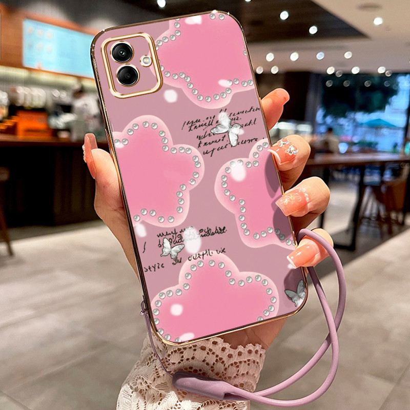 Casing Hp Untuk Samsung Galaxy A04 M04 F04 A04E A04S Case Pink pearl flower pelapisan elektro Cesing