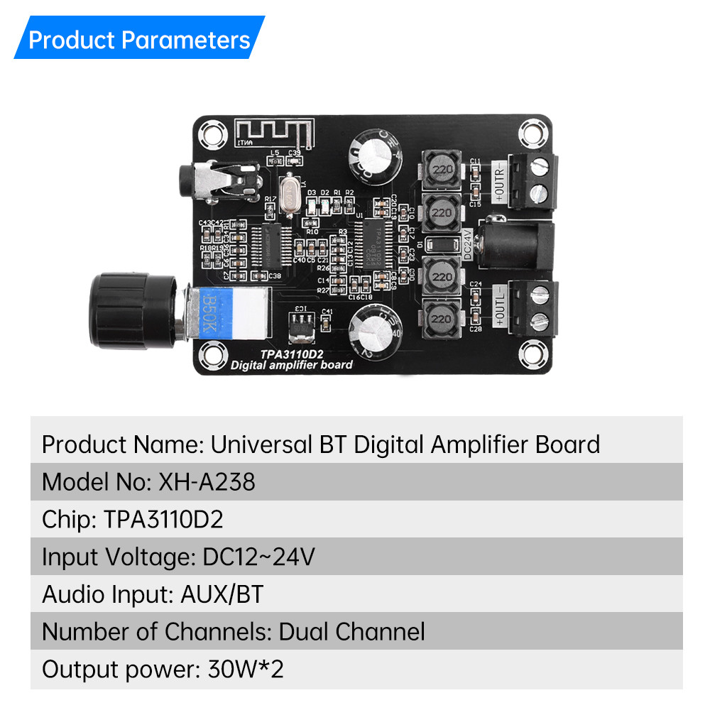 DC12-24V BLUETOOTH 5.0 AMPLIFIER BOARD CLASS D AUDIO AMPLIFIER 2.0 CHANNEL HIFI STEREO HOME