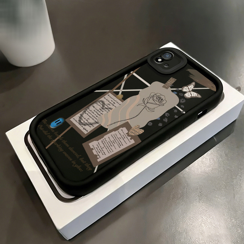 Casing Hp untuk Realme C20 C20A C11 2021 C11 2020 Case Kartu pos mawar Kesing trendi baru Kasing Sil