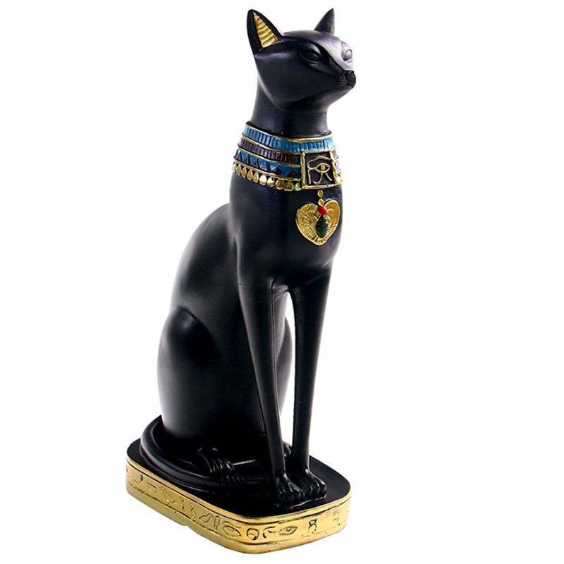 Patung Bastet Kucing Mesir Resin Patung Dewi Mesir Anime Patung Dekorasi Desktop Kantor Bar Rumah (B