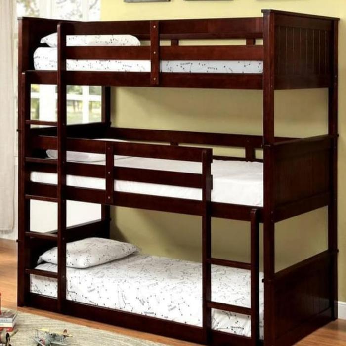 Dipan Susun tiga, tempat tidur 3 tingkat kayu jati Belanda