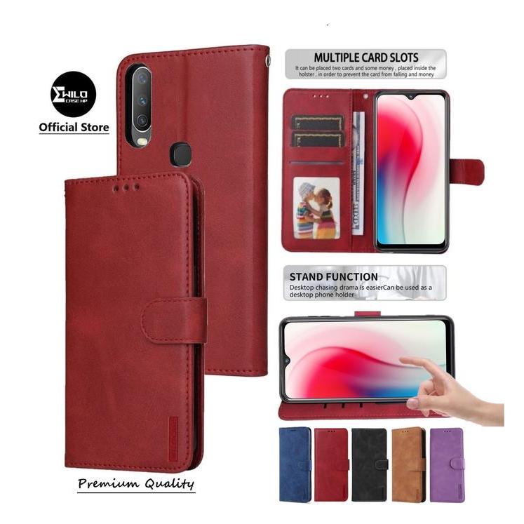 FLIP CASE UNTUK VIVO Y12/Y15/Y17 FLIP LEATHER CASE PREMIUM-FLIP WALLET CASE KULIT TPU