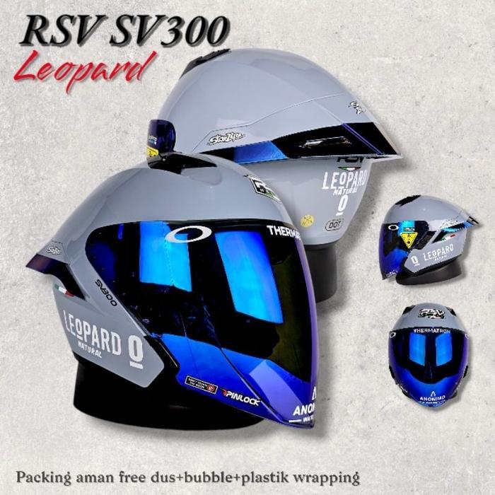 Rsv Sv300 Paket Ganteng Leopard Modern Grey Helm Rsv Half Face Redgold Iridium -Motorcycle Double