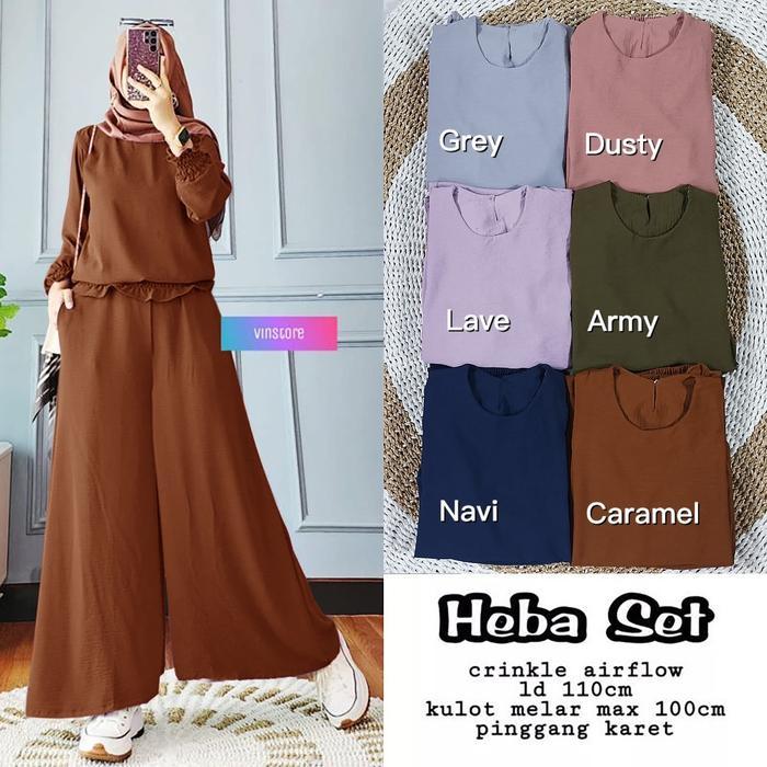 "New" Azzahra Grosir - Heba Set / Setelan Wanita Kulot One Set Crinkle Blouse Wanita / 555-7217