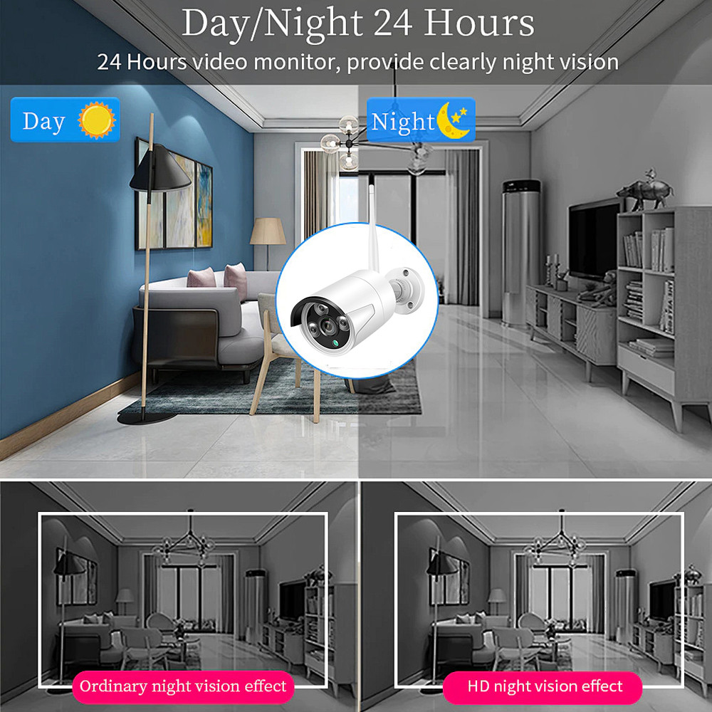 EseeCloud 16CH 5MP Bullet Outdoor CCTV Surveillance Set Audio Recording Wireless WiFi NVR Kit Home