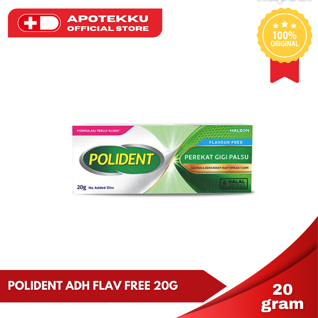 Polident Adhesive Flavour Free 20g - Lem Gigi Palsu Kecil