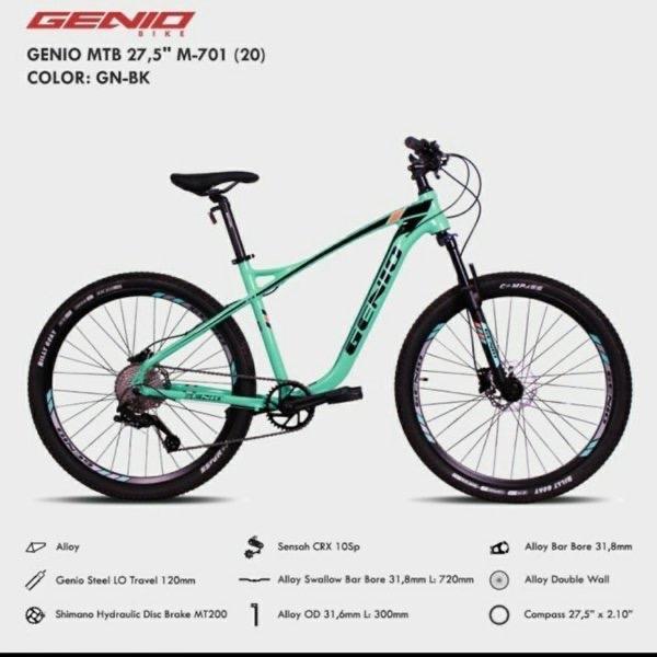 Terbaru Sepeda Gunung Mtb 27.5 Genio M701 Hidrolik Shimano 10 Speed