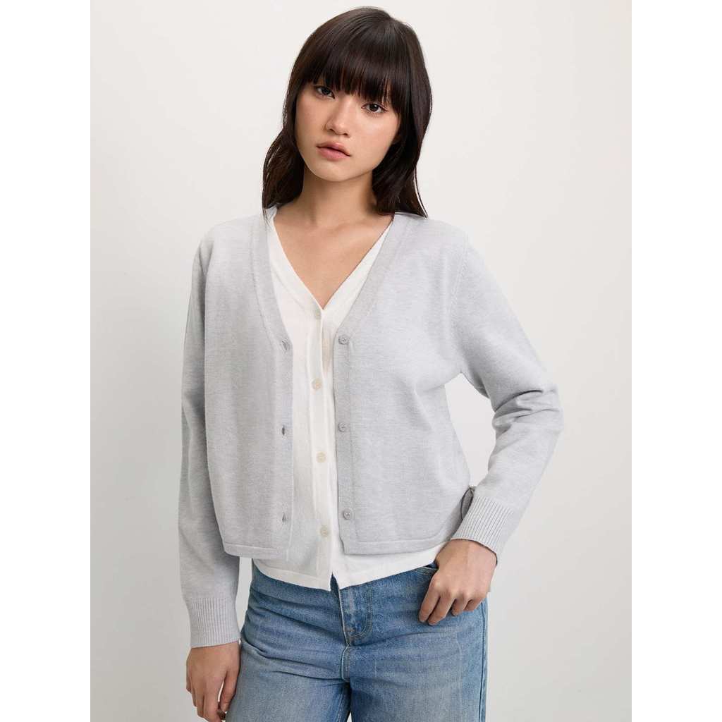 Pomelo. - Layered Cardigan - Light Grey