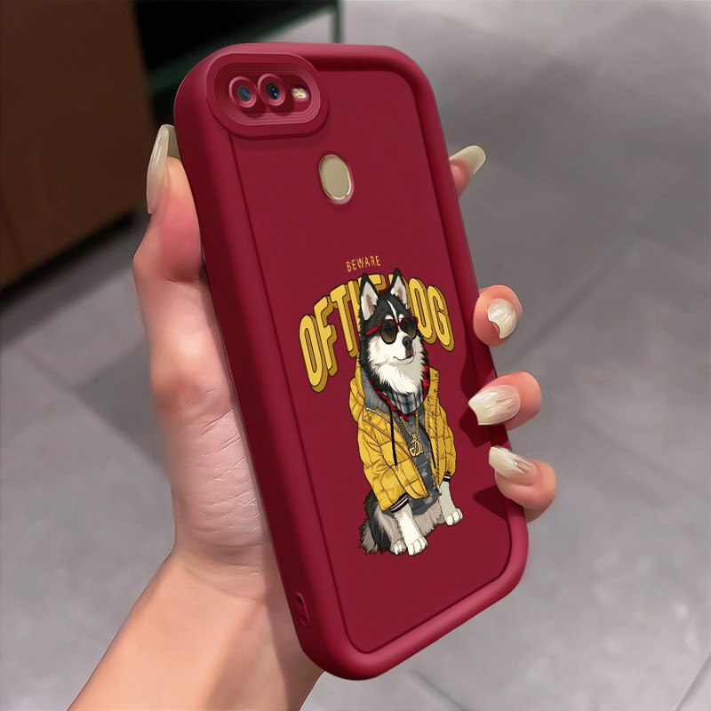 Casing Hp untuk OPPO A7 A5s A12 A12s A11K Case Kacamata hitam keren Husky Kasing silikon Cesing Taha