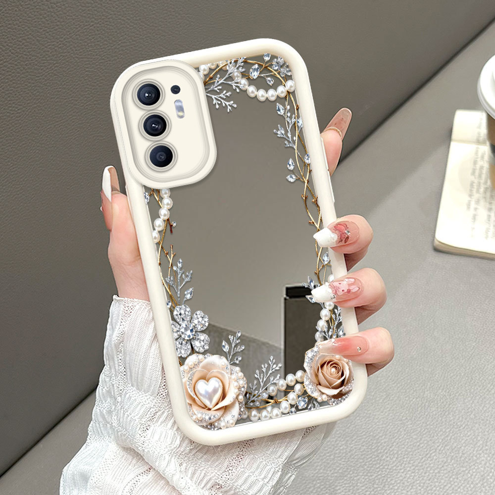 Casing Hp Untuk OPPO Reno 6 4G Phone Case Cesing Soft Cover Diamond Flower 1735 Mode Mirror JZ Kesin