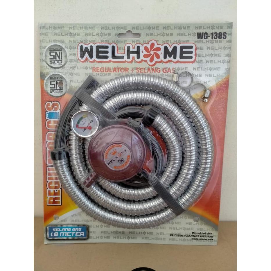 WELHOME WG-138S Paket Selang & Regulator Kompor Gas LPG Plus Meter SNI