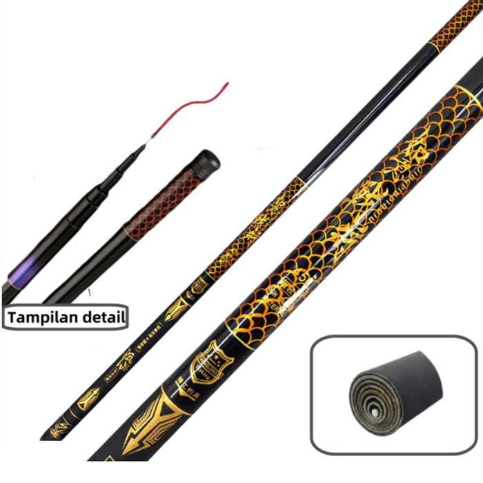 TERLARIS HIUU Joran Tegek 270 360 450 540 Carbon Medium hard/Joran Pancing Portabel Teleskopik Joran