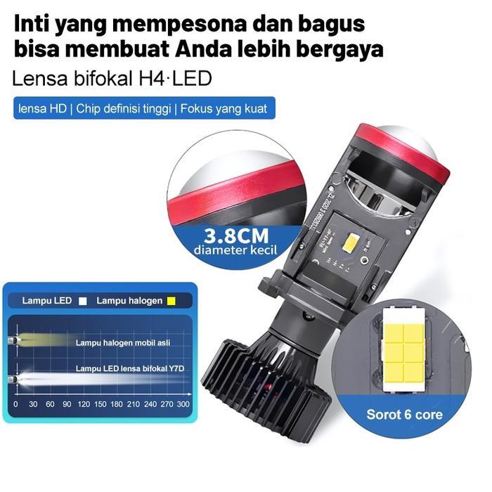 2PCS Projie Led Mobil Mini Projie Y7d H4 Mobil Super Terang Lampu Led Mini PJECTOR PROJIE Y7D SUPER