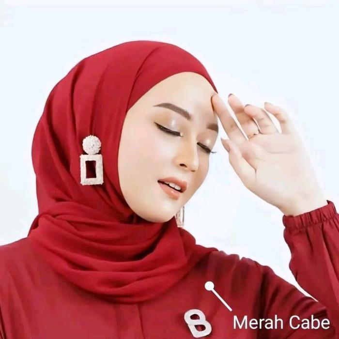 Kerudung Pashmina Ceruty Babydoll Syal Muslim Burgundy Hijab Wanita Ceruti Hitam Panjang Instan