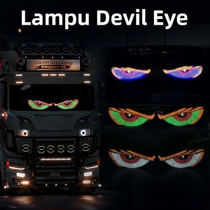 Lampu Devil Eye Multi Mode Layar Tampilan LED Truk Depan Belakang Kaca Depan Mobil/Stiker Mobil USB