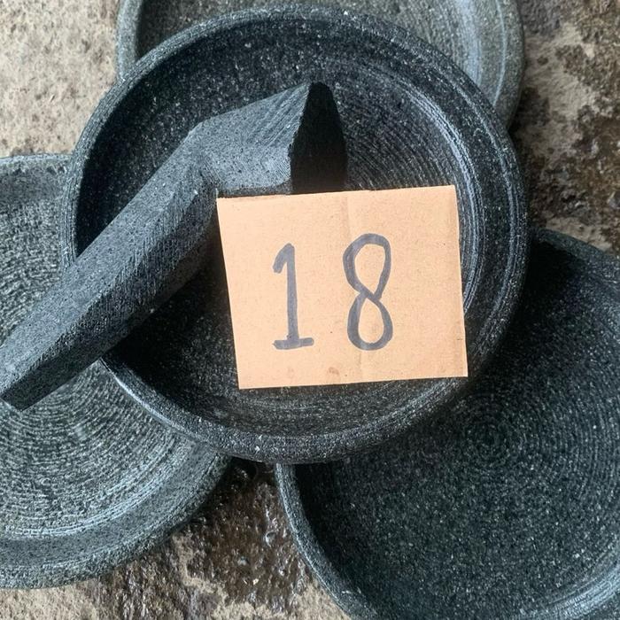 Cobek batu bubut asli uk.18cm free ulekan