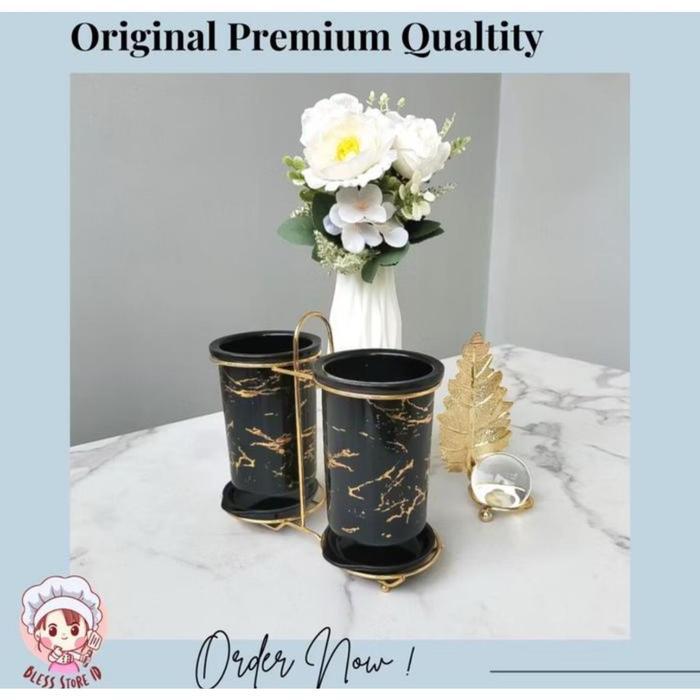 TEMPAT SENDOK KERAMIK MEWAH WADAH SENDOK KERAMIK MARBLE SET