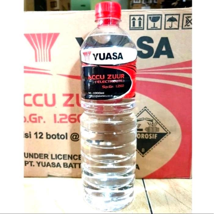 "New" Air Aki Zuur Yuasa Air Accu Tutup Botol Merah Aki Motor Mobil 1 Liter