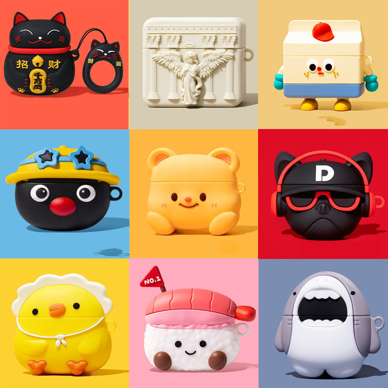 3D Cheese Duck Cartoon Bear Case For Airpods 4 Cover Silicone Soft Earphone Cover For Apple Airpods