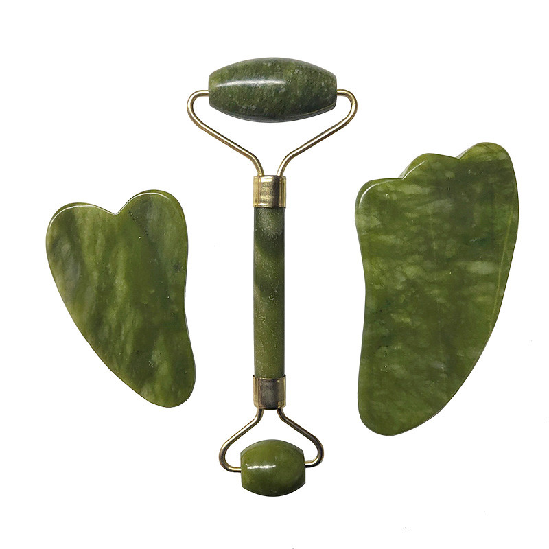 Jade roller facial massage tool set Natural stone facial massager Gua Sha massage board Gua Sha