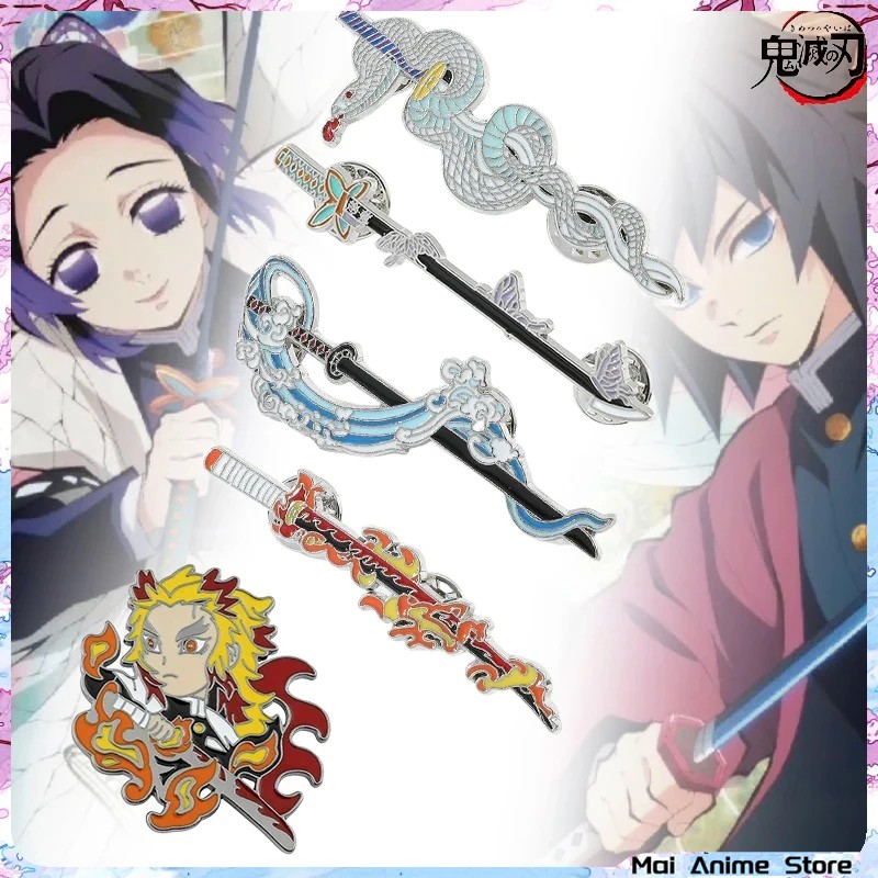 BESTPRICE Metal Demon Slayer Katana Pin Anime Kimetsu No Yaiba Badges Backpack Manga Brooch Tanjrou 