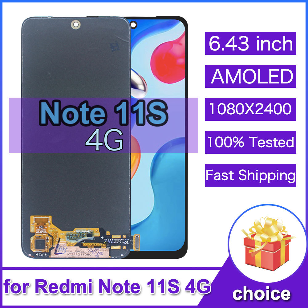 AMOLED LCD for Xiaomi Redmi Note 11S Display Touch Screen Digitizer for Redmi Note 11S 4G LCD