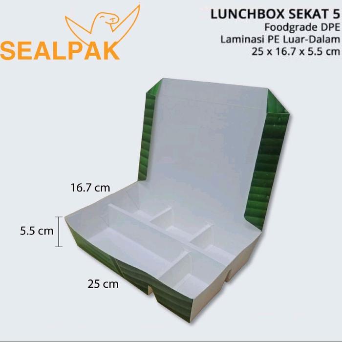 Paper Lunchbox Sekat 5 / Kotak Nasi / Kotak Bento / Dus Nasi (Motif)