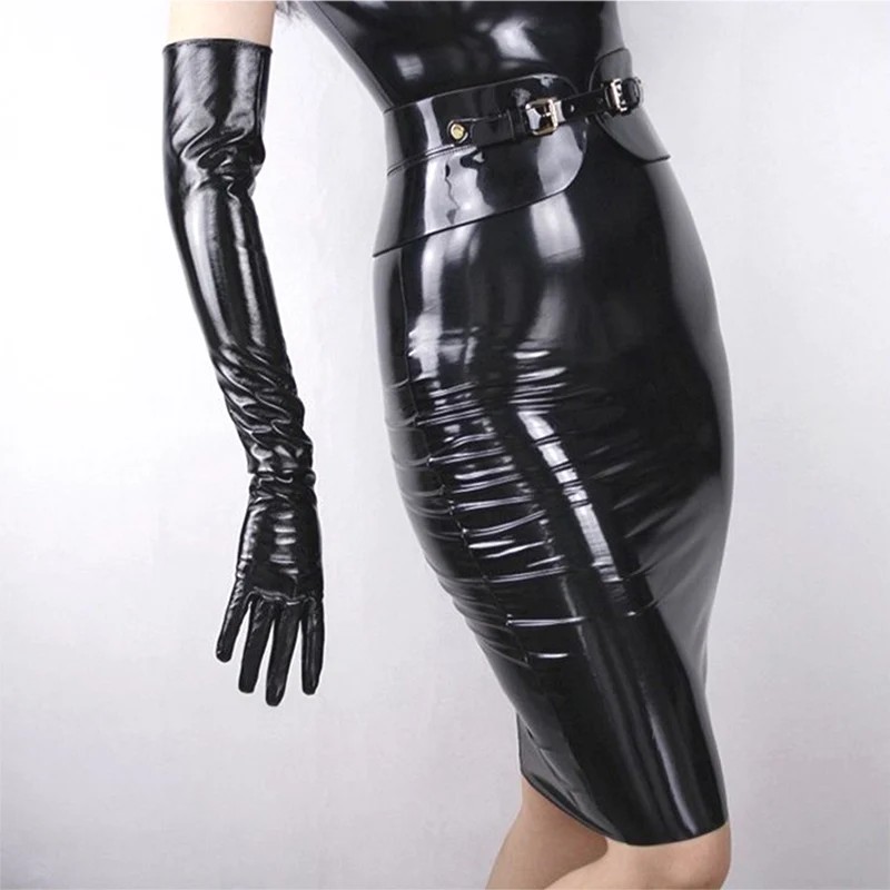 Sexy Women Shiny Long Gloves Imitation Leather Latex Cosplay Clothing Pole Dancing Night Club Gloves
