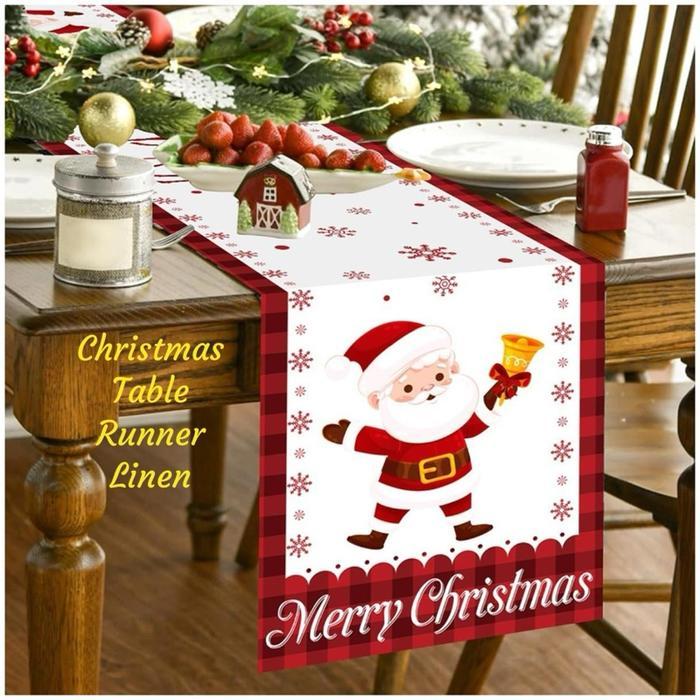 TABLE RUNNER LINEN Table Runner Nuansa Natal Motif TAPLAK MEJA Christmas table runner taplak meja