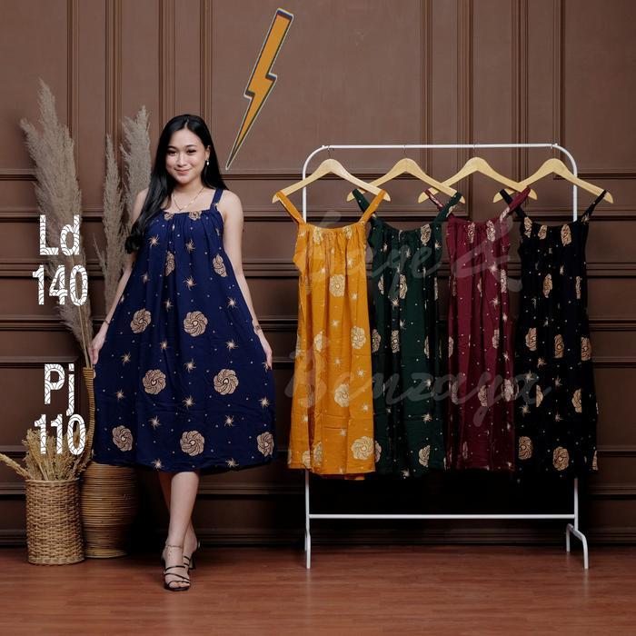 daster yukensi jumbo kencana ungu ld 140 bahan adem tanpa lengan seksi