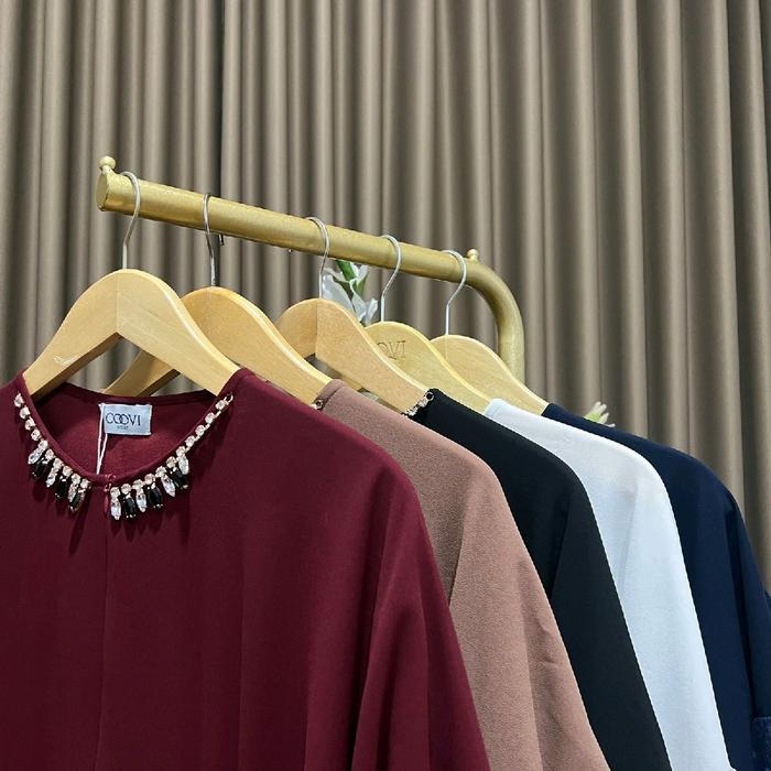 Calianna Kaftan Premium - Kaftan Busui Lengan Panjang Ceruty Polos