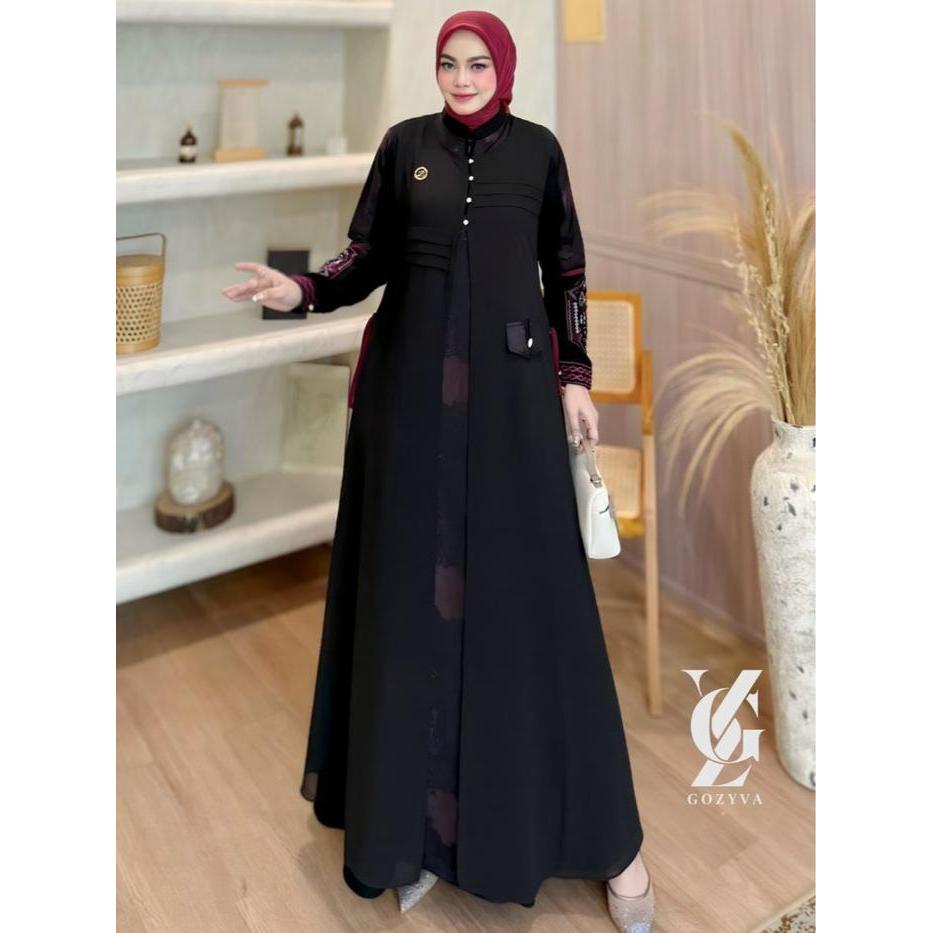 Khadijah Dress Jetblack mix Levia Voila kombinasi Ceruty Babydoll