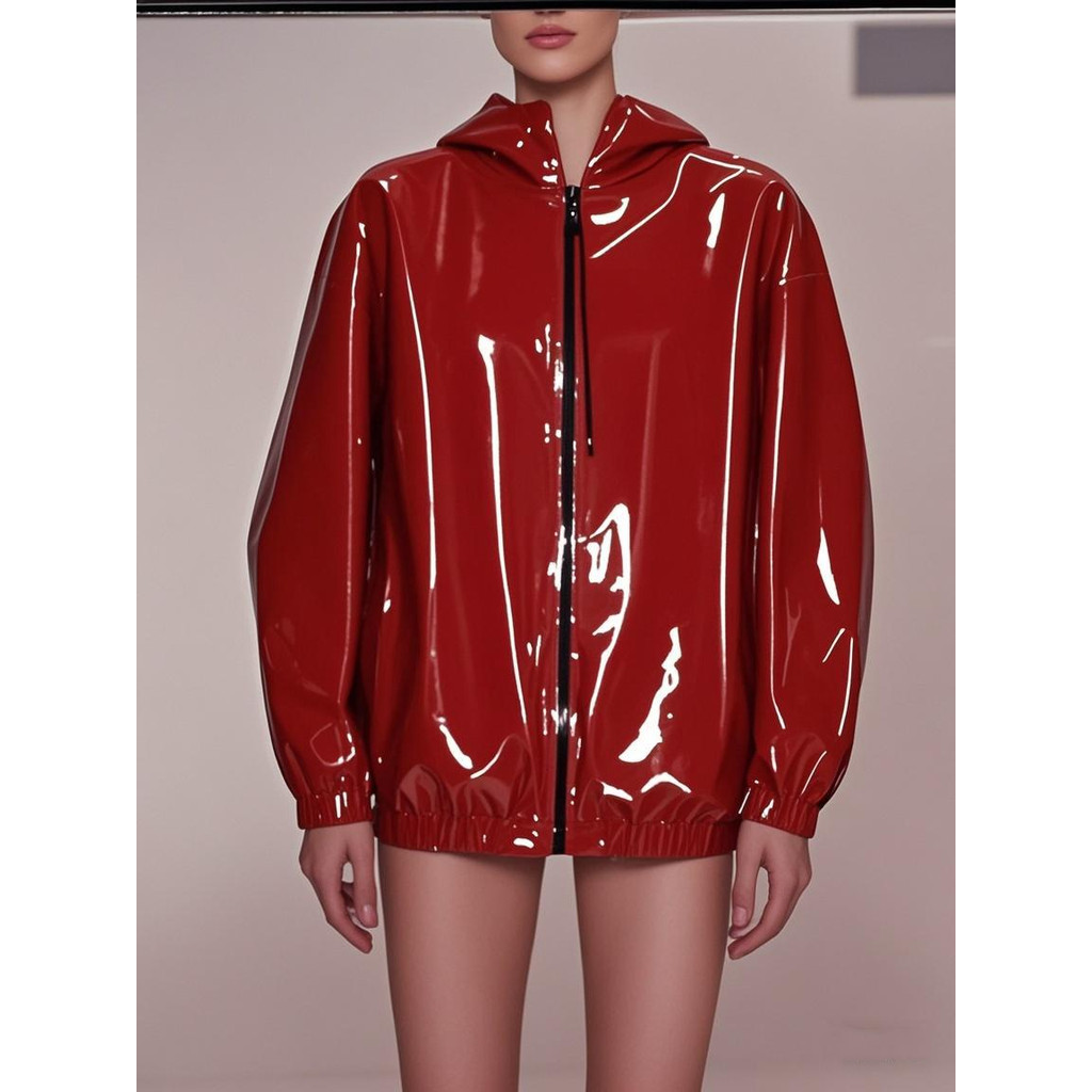 Latex Rubber Gummi Windbreaker Uniform Cosplay Purely Handmade Coat