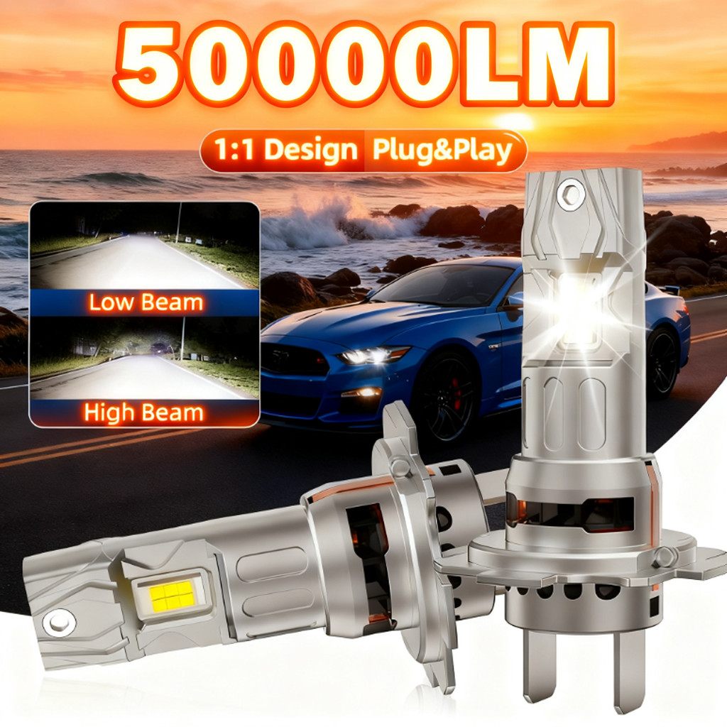 2PCS H7 Led Headlight Bulb Car LED Headlamp Canbus 50000LM High Bright 12V 6000K Cool White Halogen