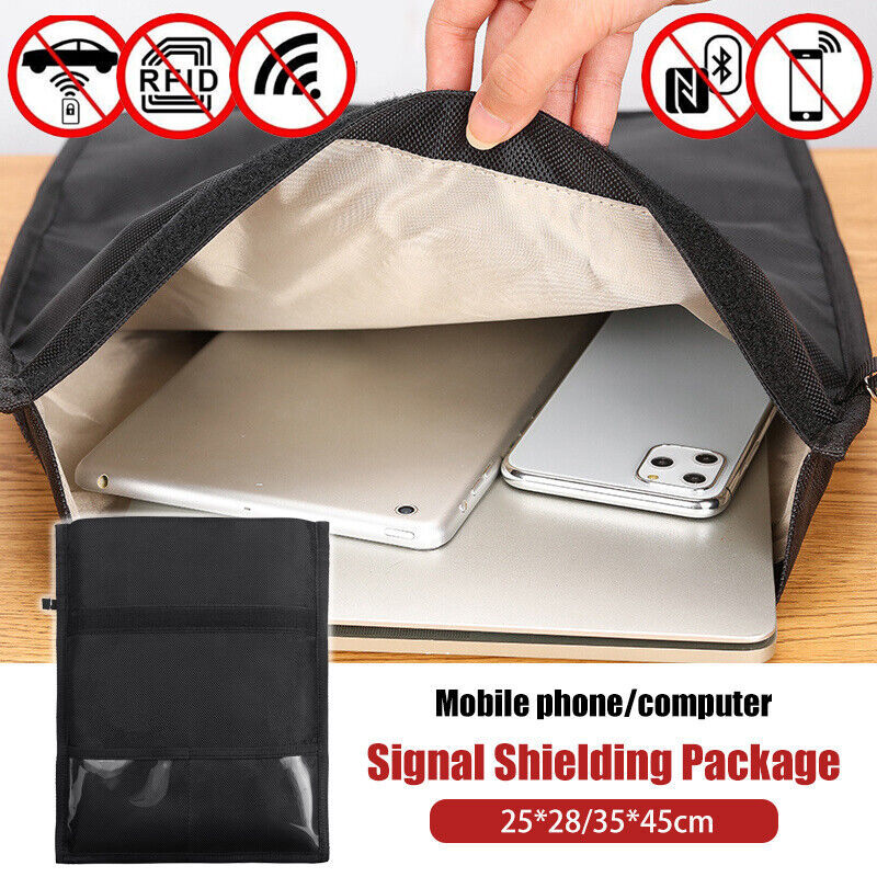 Rfid Shielding Blocking Pouch Case Anti-Tracking Faraday Bag For Phones Device Large Wallet Case Id