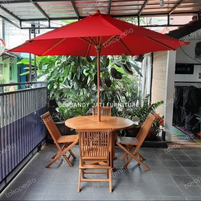 Meja Payung Taman+ Payung Taman+ Kursi Payung Outdoor