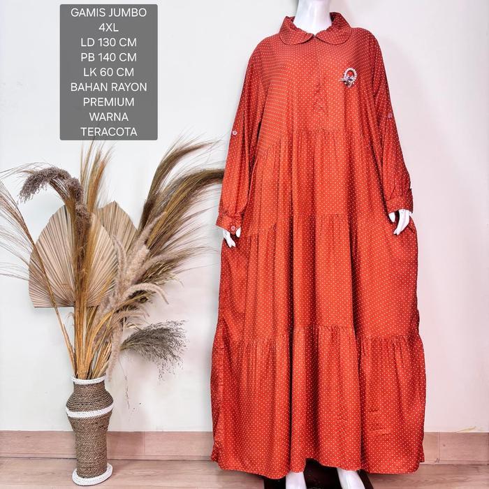 Gamis Jumbo Ld 130 Cm Bahan Rayon Premium Motif Polkadot Termurah